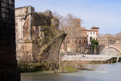 View of old building by river