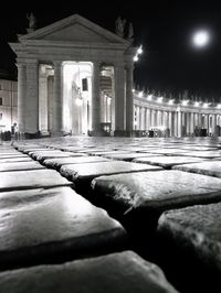 View of historic building at night