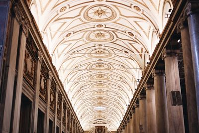 Low angle view of ceiling of historic building