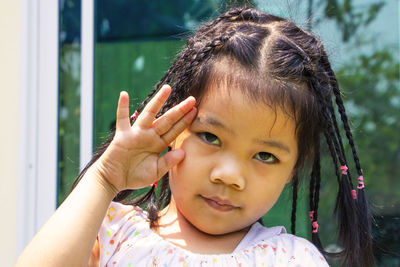 Close-up portrait of cute girl