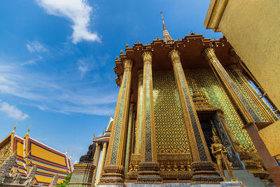 Low angle view of temple building against sky