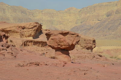 Scenic view of rock formations in desert. timna