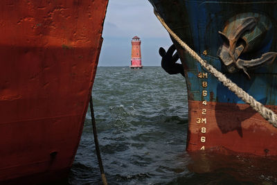 Sailboat on sea shore