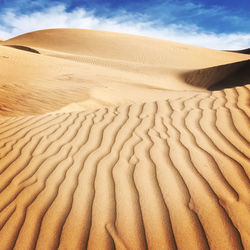 Sand dune in desert against sky
