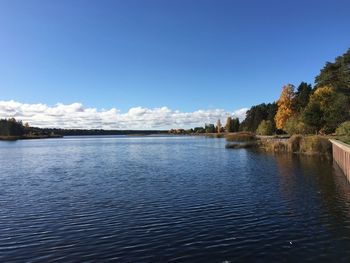 Scenic view of calm lake against clear sky