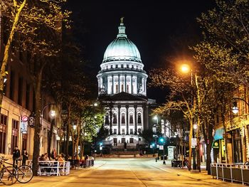 View of illuminated building at night