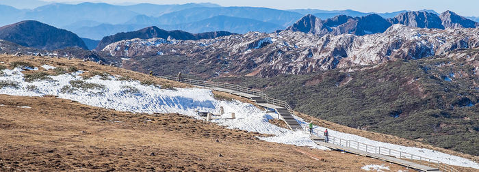 Scenic view of snowcapped mountains