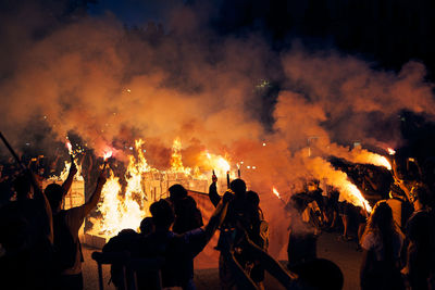 Group of people at bonfire