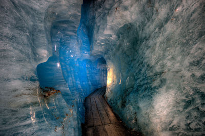 Aerial view of illuminated tunnel