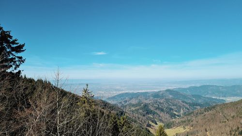 Panoramic view of landscape against blue sky