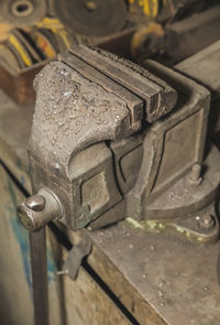 Close-up of old machine part