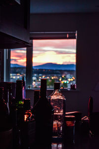 Aerial view of glass window in restaurant