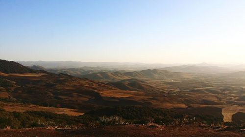 Aerial view of mountain range against the sky