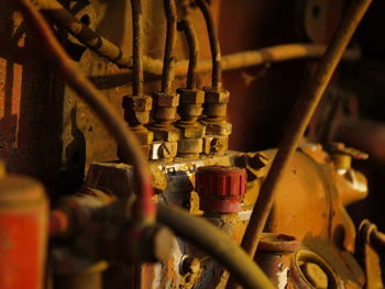 Close-up of old machine part of abandoned building