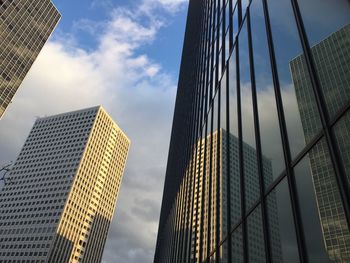 Low angle view of modern buildings in city