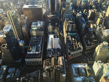 High angle view of buildings in city