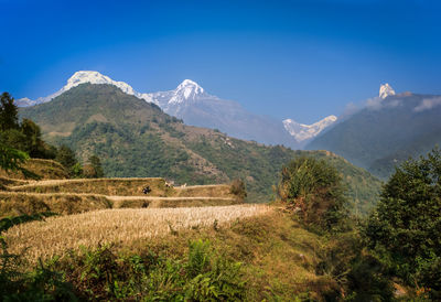 Scenic view of mountains against sky