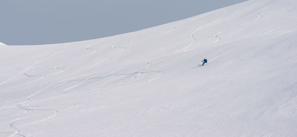 Person skiing on snow covered land