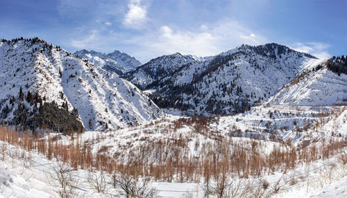 Snowcapped mountains against sky