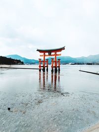 Itsukushima shrine at low tide