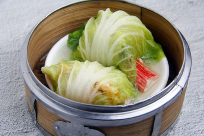 Close-up of food in bowl on table