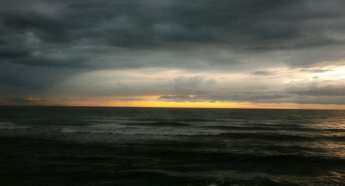 Scenic view of sea against cloudy sky