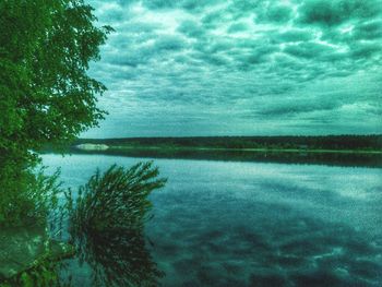 Scenic view of lake against sky