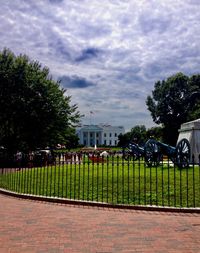 Trees and grass against sky