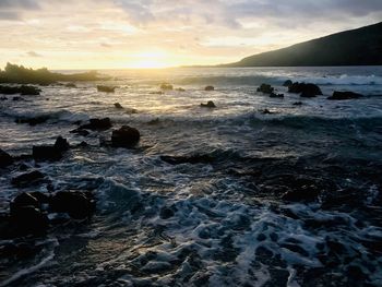 Scenic view of sea against sky during sunset