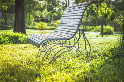 Empty bench in park