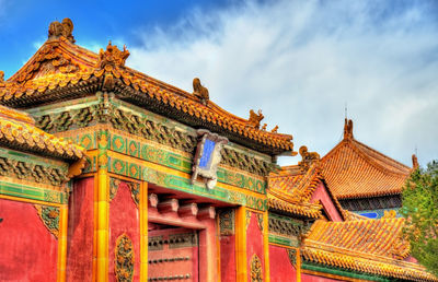 Low angle view of temple against sky