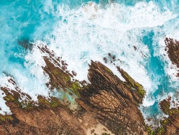 High angle view of sea waves