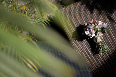 High angle view of wedding flower 