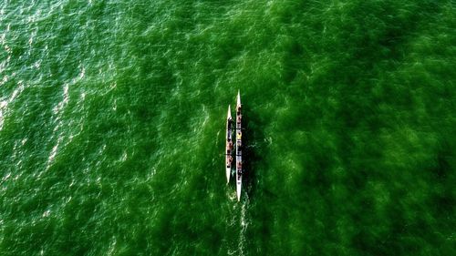 High angle view of boat in sea