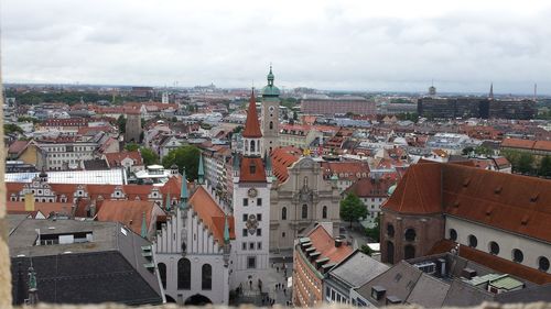 High angle view of townscape against sky