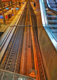 High angle view of railroad station platform