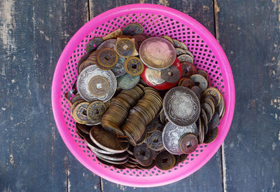 High angle view of food on table