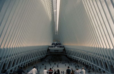 High angle view of people in modern building