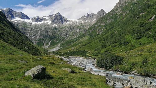 Scenic view of mountains against sky