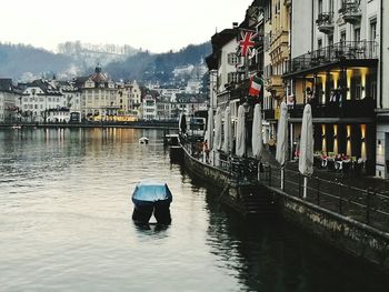 View of boat in city