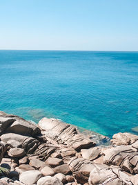 Scenic view of sea against clear sky