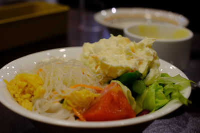 Close-up of meal served in plate