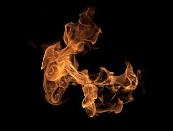 Close-up of bonfire against black background