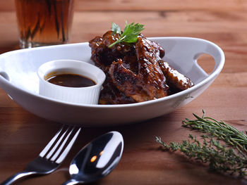 Close-up of food in bowl on table