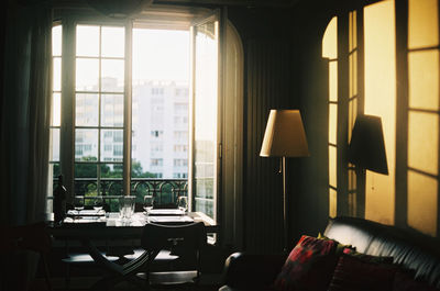 Empty chairs and table at home in paris