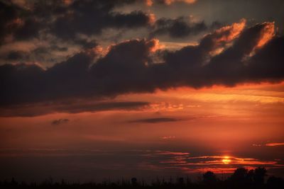 Scenic view of dramatic sky during sunset