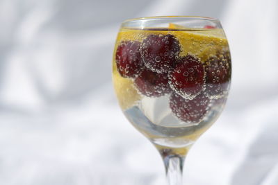 Close-up of drink in glass on table