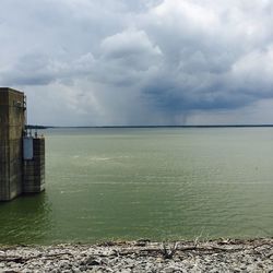 Scenic view of sea against cloudy sky