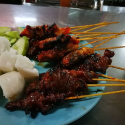 Close-up of served food in plate