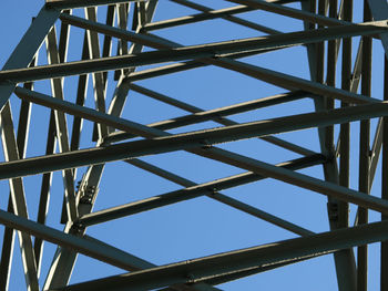 Low angle view of metallic structure against sky